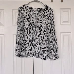 Long sleeve JCREW spotted blouse.